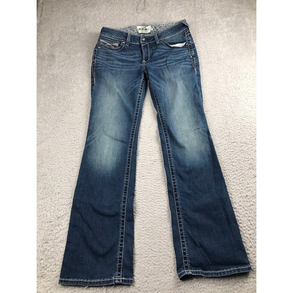 Ariat REAL Jeans Womens 31 (34x33) Washed Mid Rise Boot Western Cowgirl Rodeo